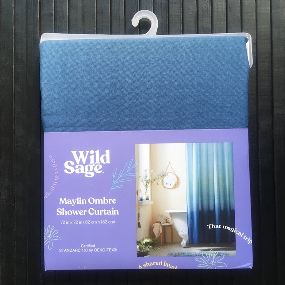 new Wild Sage 72"x72" Maylin Ombre 100% Cotton Shower Curtain in Cool Blues - Picture 10 of 10